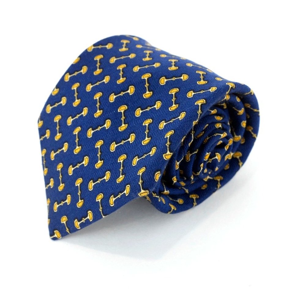 VTG Brooks Brothers Makers All Silk Links Blue Necktie 3.75" 59" Italian USA